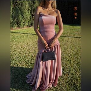 azazie barbie collection dusty pink maxi dress